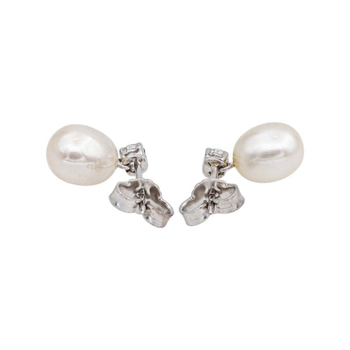 Boucles d'oreilles Boucles d'oreilles en or blanc, diamants et perles 58 Facettes 5480990CN