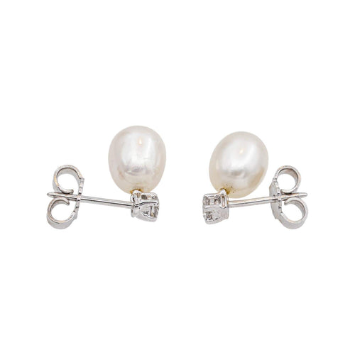 Boucles d'oreilles Boucles d'oreilles en or blanc, diamants et perles 58 Facettes 5480990CN