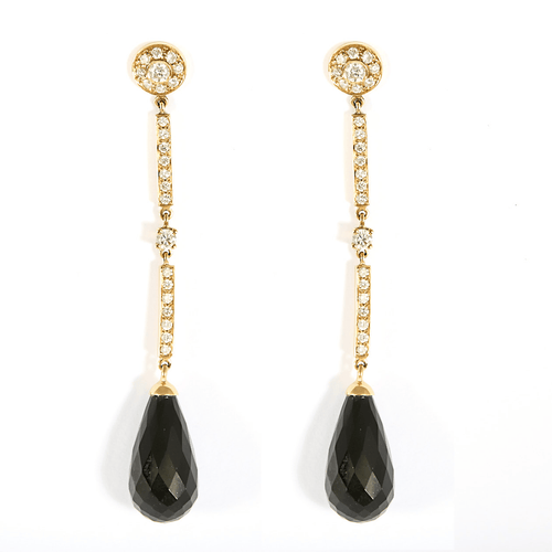 Boucles d'oreilles Boucles d'oreilles pendantes en or rose, diamants et onyx 58 Facettes P71L12