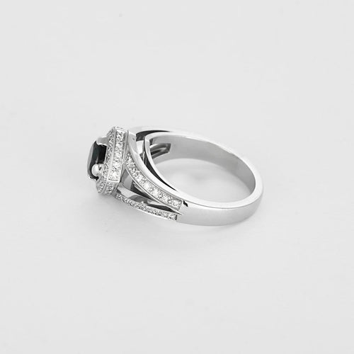 Bague 49 Bague saphir bleu et diamants en or blanc 58 Facettes P37L2