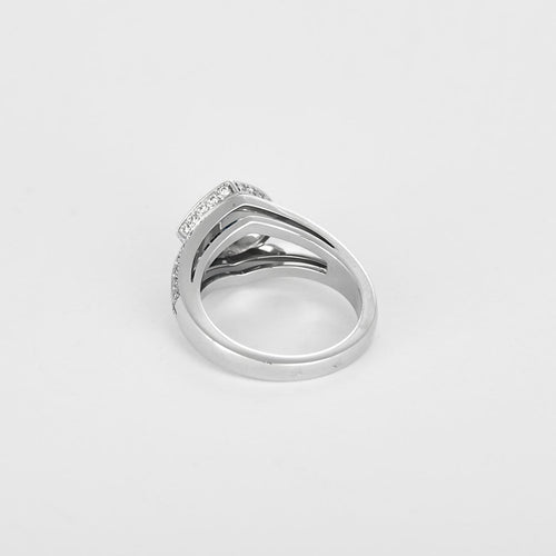 Bague 49 Bague saphir bleu et diamants en or blanc 58 Facettes P37L2