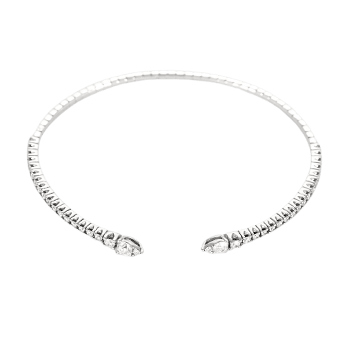 Bracelet Bracelet jonc flexible en or blanc et diamants 58 Facettes P11L6