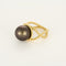 Bague 52 Bague torsadée en or jaune, platine et perle aubergine 58 Facettes P4L18