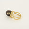 Bague 52 Bague torsadée en or jaune, platine et perle aubergine 58 Facettes P4L18