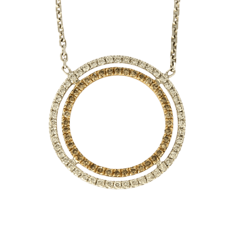 Collier Collier double cercle en or blanc et rose avec diamants 58 Facettes P100L4