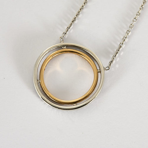 Collier Collier double cercle en or blanc et rose avec diamants 58 Facettes P100L4
