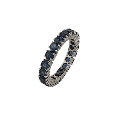 Bague 50 Alliance en or blanc et saphirs 58 Facettes 3042048