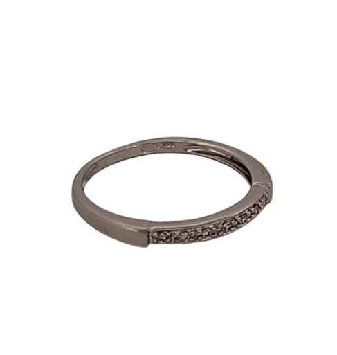Bague 52.5 Bague demi-alliance en or blanc et brillants 58 Facettes 3042188