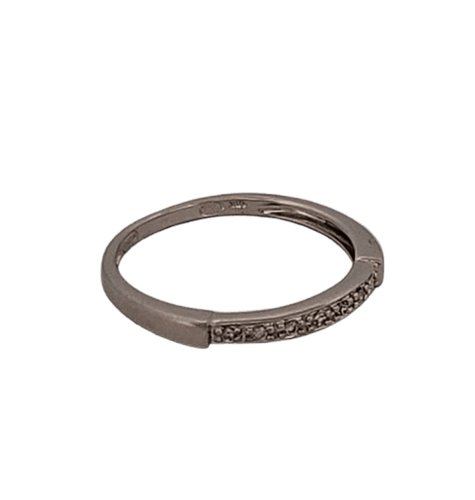 Bague 52.5 Bague demi-alliance en or blanc et brillants 58 Facettes 3042188