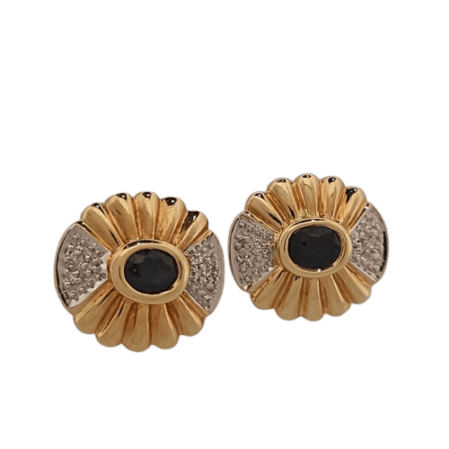 Boucles d'oreilles Boucles d'oreilles en or jaune et blanc, saphirs et brillants 58 Facettes 2589388-2584388