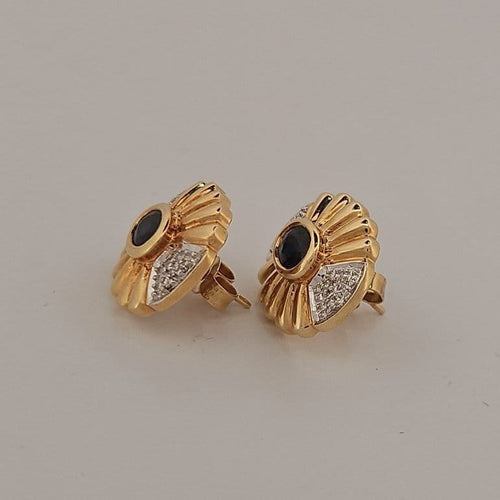 Boucles d'oreilles Boucles d'oreilles en or jaune et blanc, saphirs et brillants 58 Facettes 2589388-2584388