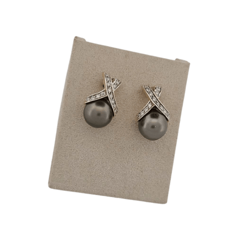 Boucles d'oreilles Boucles d'oreilles en or jaune, perles de Tahiti et diamants 58 Facettes 2820153