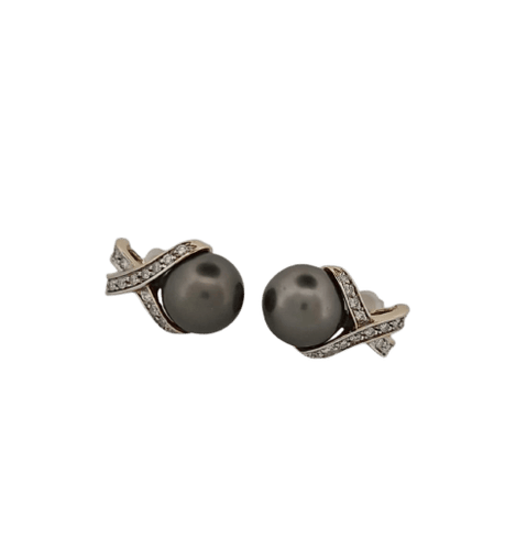 Boucles d'oreilles Boucles d'oreilles en or jaune, perles de Tahiti et diamants 58 Facettes 2820153