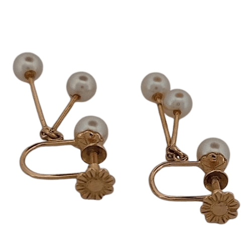 Boucles d'oreilles Boucles d'oreilles pendantes en or jaune et perles de culture 58 Facettes 3042170