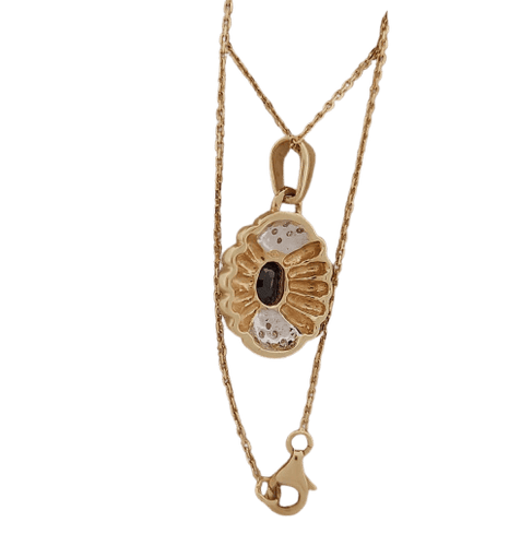 Collier Pendentif et chaîne en or jaune, saphir et brillants 58 Facettes 2584390 - 2153851
