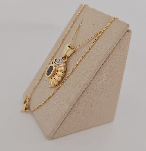 Collier Pendentif et chaîne en or jaune avec saphir et diamants 58 Facettes 2584390 - 2153851