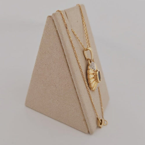 Collier Pendentif et chaîne en or jaune, saphir et brillants 58 Facettes 2584390 - 2153851