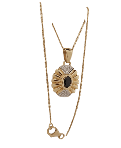Collier Pendentif et chaîne en or jaune, saphir et brillants 58 Facettes 2584390 - 2153851