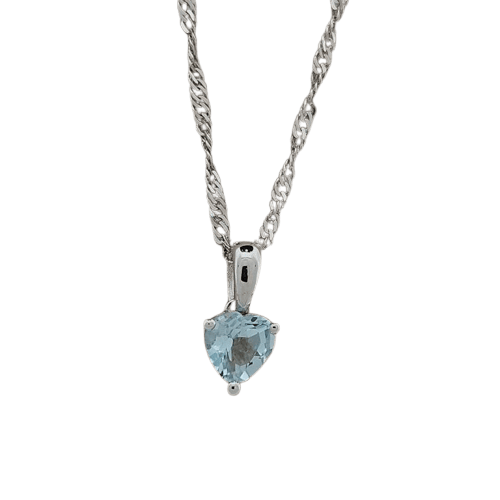 Collier Collier en or blanc avec aigue-marine cœur 58 Facettes 3042149
