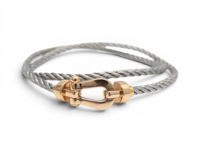 Bracelet FRED Force 10 - Bracelet PM manille or jaune 18k et acier 58 Facettes 274930
