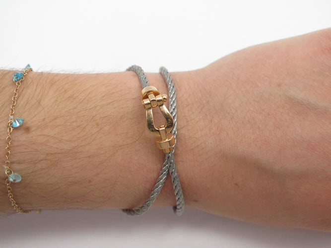 Bracelet FRED Force 10 - Bracelet PM manille or jaune 18k et acier 58 Facettes 274930