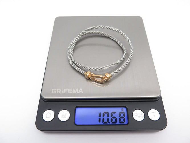 Bracelet FRED Force 10 - Bracelet PM manille or jaune 18k et acier 58 Facettes 274930
