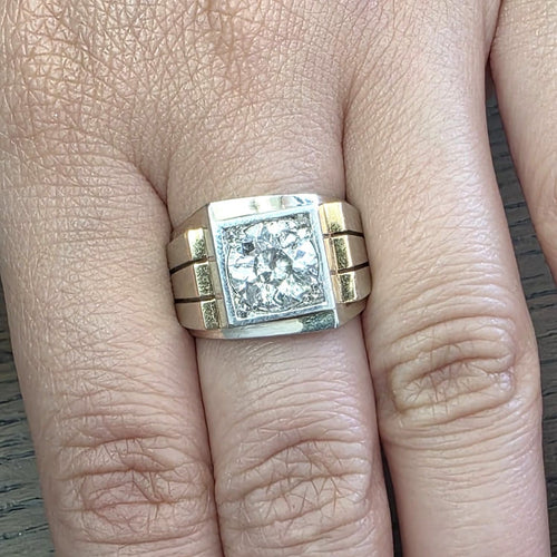 Bague 54 Bague en or jaune 18 ct avec diamant central 58 Facettes 380/26 A