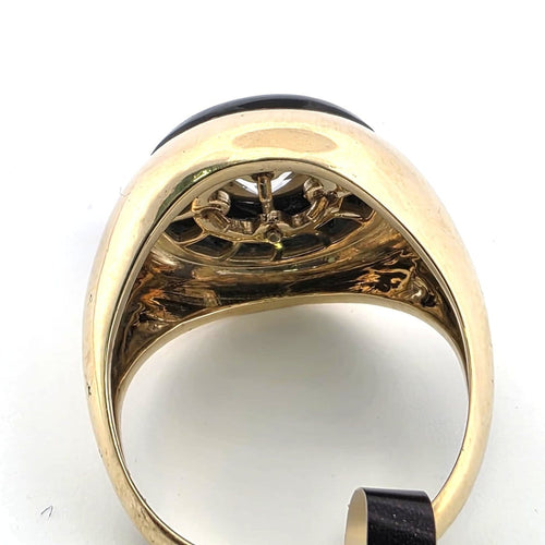 Bague 52 Bague en or jaune 18 ct avec diamant et onyx 58 Facettes 299/26 G