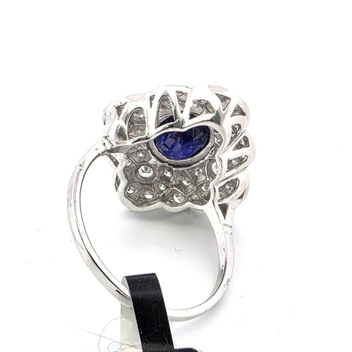 Bague 56 Bague en or blanc 18 ct avec saphir et diamants 58 Facettes 169/26 F 129/26