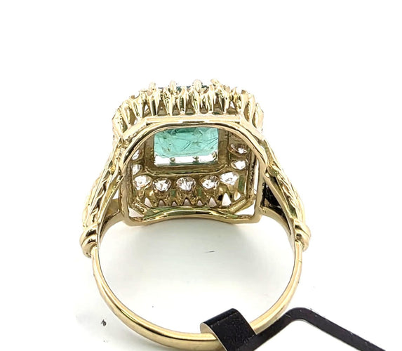 Bague 52 Bague en or jaune 18 ct, diamants et émeraude 58 Facettes 299/26 H