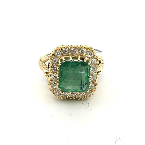 Bague 52 Bague en or jaune 18 ct, diamants et émeraude 58 Facettes 299/26 H