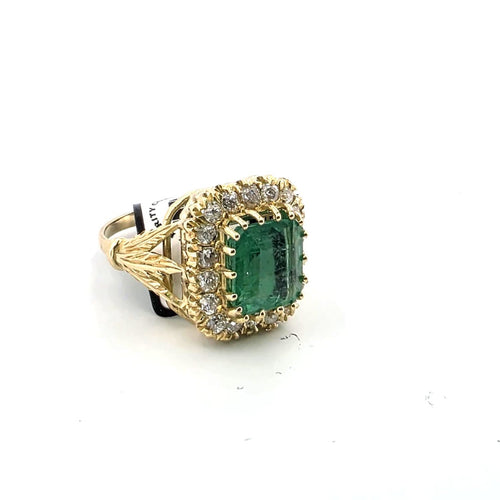 Bague 52 Bague en or jaune 18 ct, diamants et émeraude 58 Facettes 299/26 H