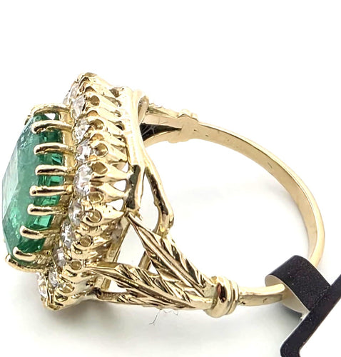 Bague 52 Bague en or jaune 18 ct, diamants et émeraude 58 Facettes 299/26 H