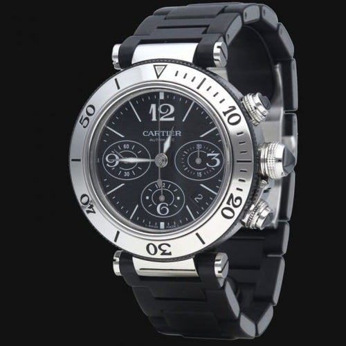 Montre Cartier Pasha Seatimer - Montre chronographe 42 mm en acier 58 Facettes MT46733
