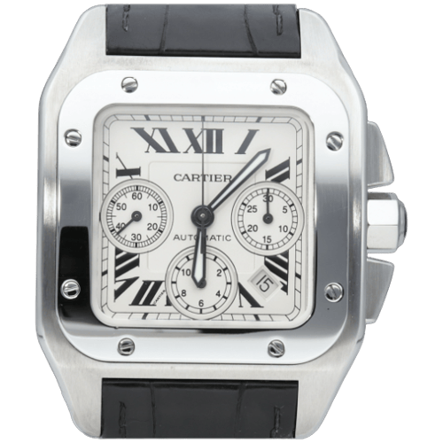 Montre Cartier Santos 100 XL - Montre chronographe en acier 58 Facettes MT46738