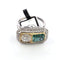 Bague 54 Bague en or jaune et blanc 18 ct, diamants et émeraude 58 Facettes 359/26 A