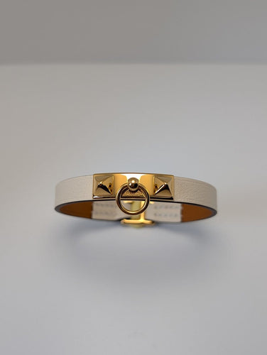 Bracelet Hermès Rivale Mini - Bracelet en plaqué or et cuir 58 Facettes 1217