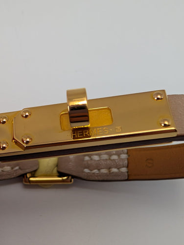 Bracelet Hermès Kelly Mini - Bracelet en plaqué or et cuir 58 Facettes 1220