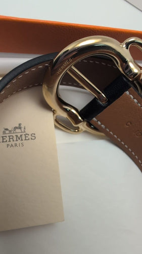 Bracelet Hermès Bouclerie - Bracelet Double Tour en cuir et plaqué or 58 Facettes 1218