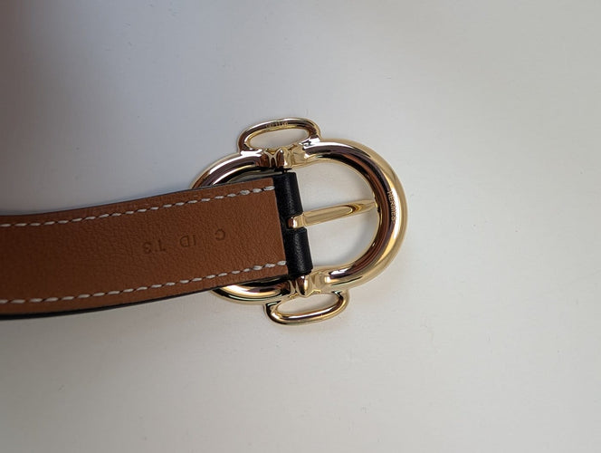 Bracelet Hermès Bouclerie - Bracelet Double Tour en cuir et plaqué or 58 Facettes 1218
