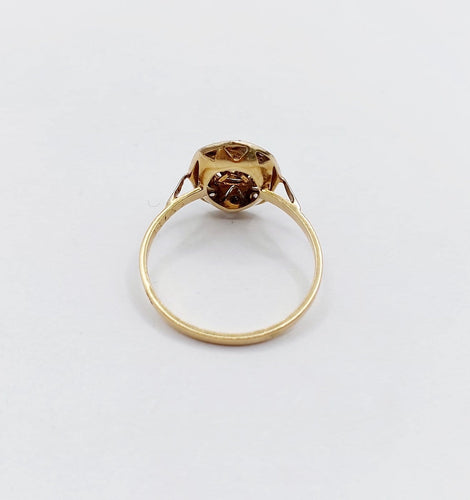 Bague 55.5 Bague Art déco en or 18K, platine et diamants taille rose 58 Facettes A07256