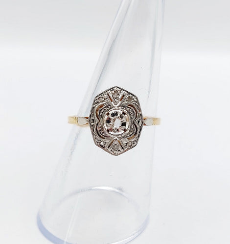 Bague 55.5 Bague Art déco en or 18K, platine et diamants taille rose 58 Facettes A07256