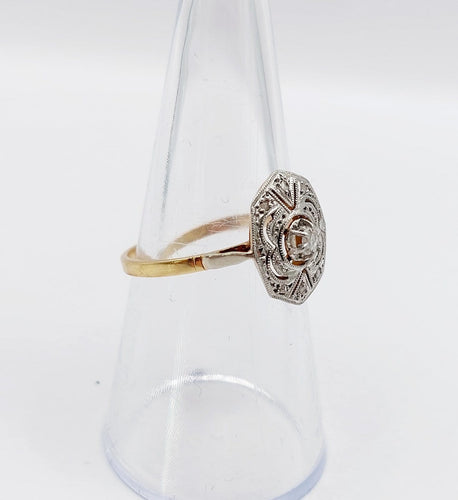 Bague 55.5 Bague Art déco en or 18K, platine et diamants taille rose 58 Facettes A07256