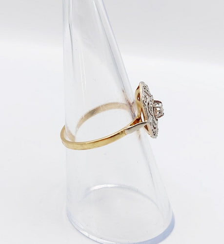 Bague 55.5 Bague Art déco en or 18K, platine et diamants taille rose 58 Facettes A07256