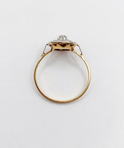 Bague 55.5 Bague Art déco en or 18K, platine et diamants taille rose 58 Facettes A07256