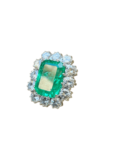 Bague 55.5 Pompadour - Bague en or blanc, émeraude et diamants 58 Facettes 201