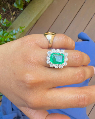 Bague 55.5 Pompadour - Bague en or blanc, émeraude et diamants 58 Facettes 201