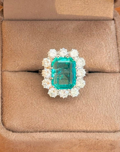 Bague 55.5 Pompadour - Bague en or blanc, émeraude et diamants 58 Facettes 201