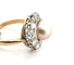 Bague 54 Bague en or jaune 18 ct, argent, diamants et perle naturelle 58 Facettes 353/26 B 187/26
