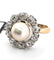 Bague 54 Bague en or jaune 18 ct, argent, diamants et perle naturelle 58 Facettes 353/26 B 187/26